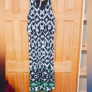 MAGIC LADIES WOMENS PLUS 2X MAXI DRESS BOHEMIAN SOUTHWEST PRINT STRETCH $88